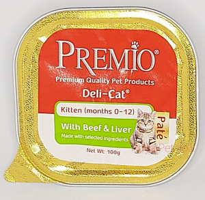 שימורי פרמיו מזון מלא ומאוזן לחתלתול עם בקר וכבד 100 ג'