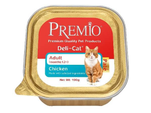 שימורי פרמיו מזון מלא ומאוזן לחתול בוגר עם עוף 100 ג'