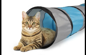 מנהרת צעצוע לחתולים בצבע אפור וכחול