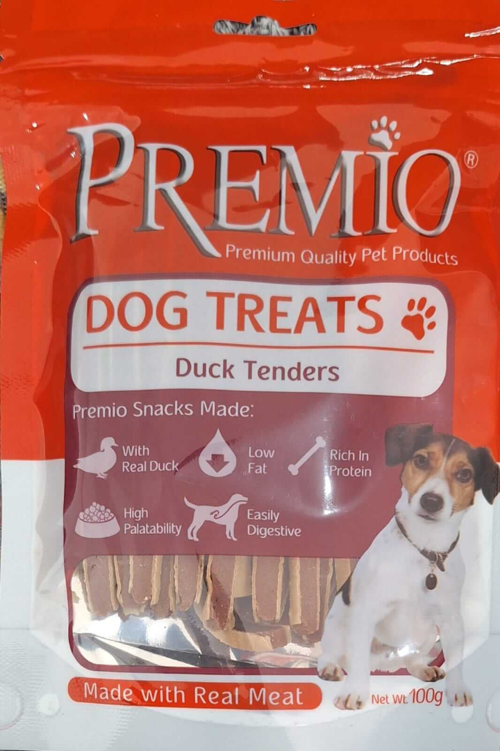 חטיף רצועות ברווז ודג זהבון 100 גרם לכלבים פרמיו / PREMIO