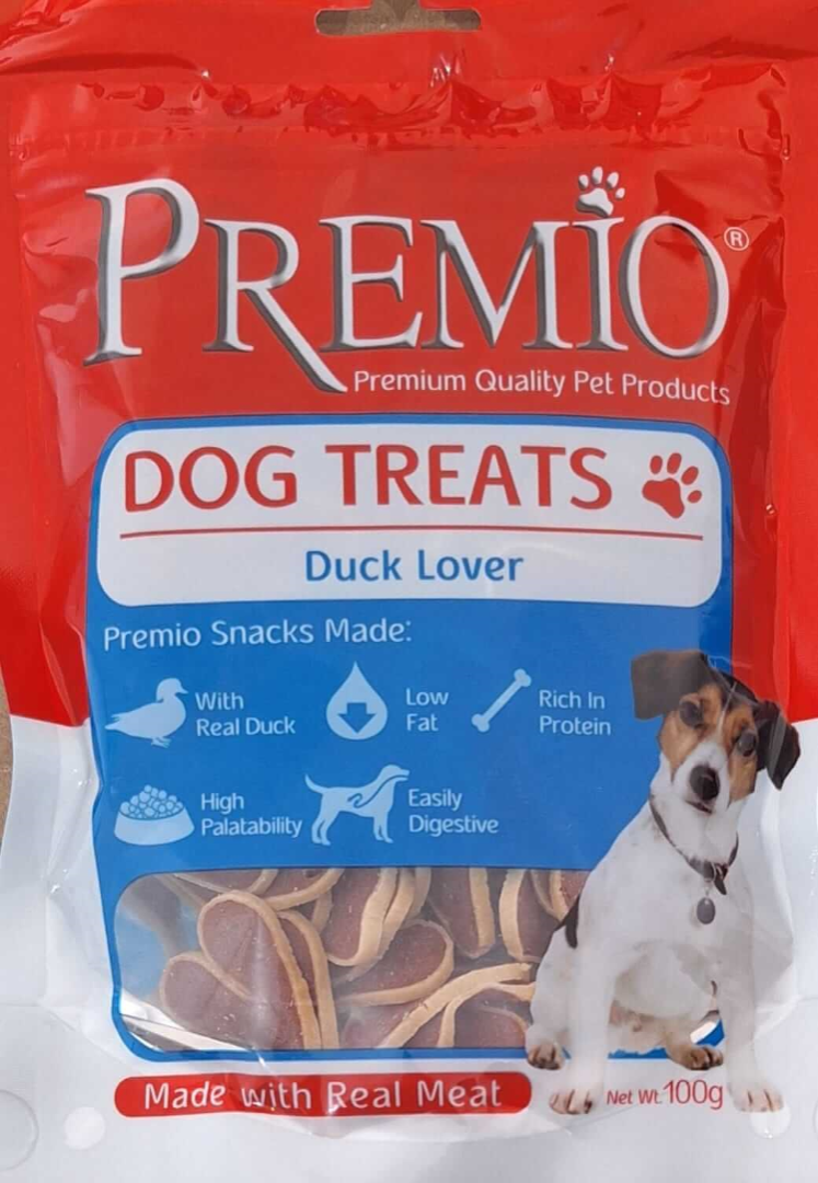 חטיף לבבות ברווז לכלב פרמיו 100גרם Premio