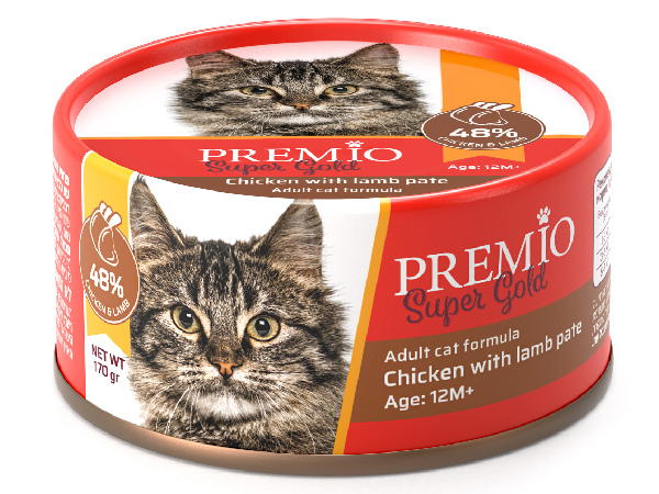 סופר גולד מעדן לחתול עם עוף וכבש במרקם פטה 170 גרם