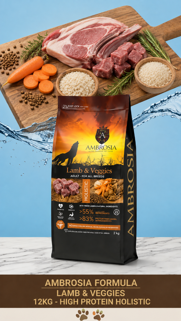 אמברוסיה כבש וירקות ללא דגנים Ambrosia lamb & vegetables