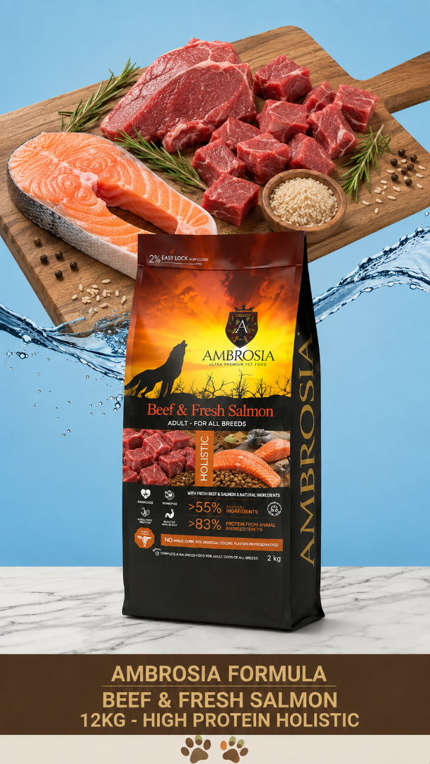 אמברוסיה בקר וסלמון ללא דגנים Ambrosia beef &salmon