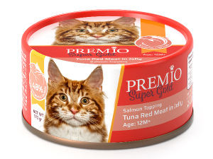 סופר גולד מעדן לחתול עם בשר טונה אדומה בג'לי בציפוי סלמון 170 ג